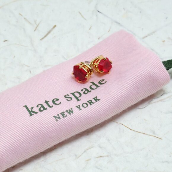 Kate Spade Treasure Trove Pink Sand Gold Stud Earrings | NEW - Picture 2 of 3